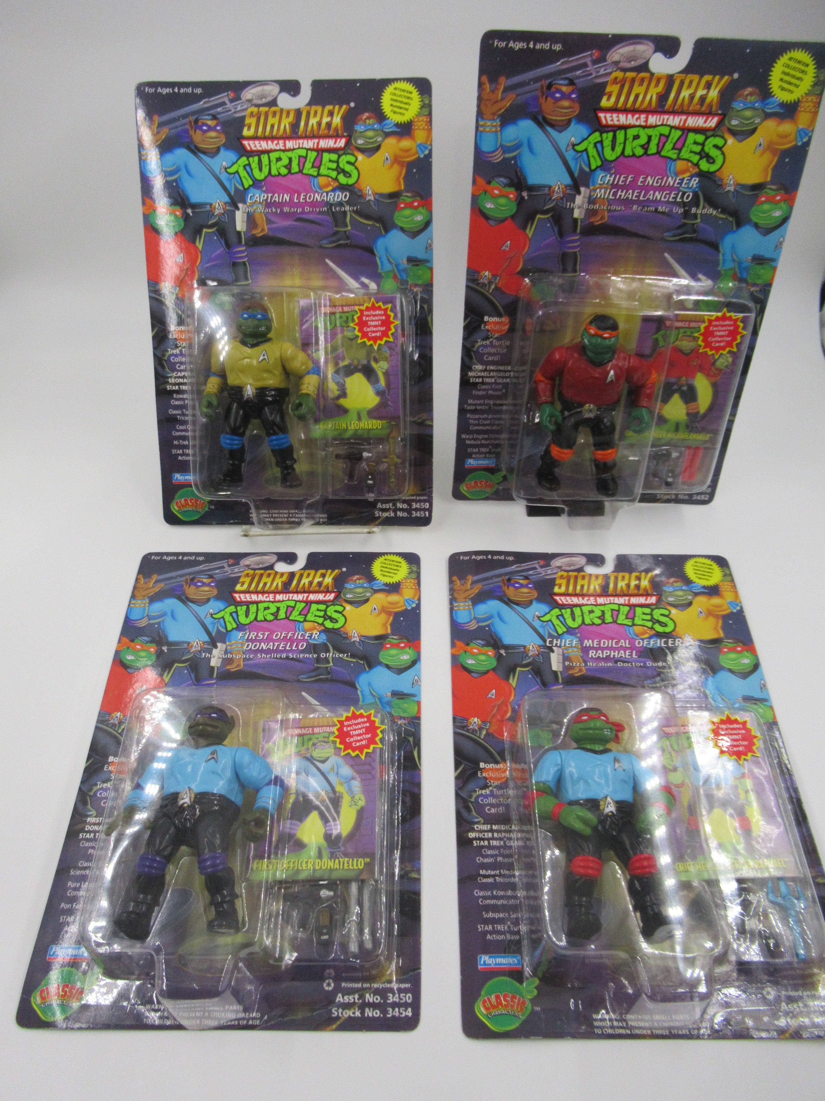 Teenage Mutant Ninja Turtles Star Trek 4.5" TMNTs Action Figure Set of 4 - Playmates (1994)